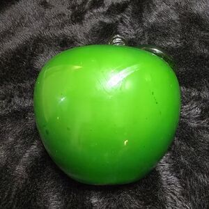 Vintage Glass Green Apple Murano Style Life Size Glass Fruit